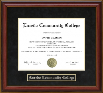 Laredo Community College Mahogany Diploma Frame