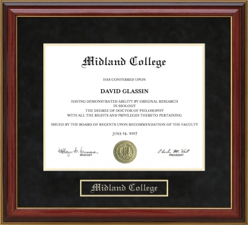 Midland College Mahogany Diploma Frame