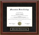 Mountain View College Mahogany Diploma Frame