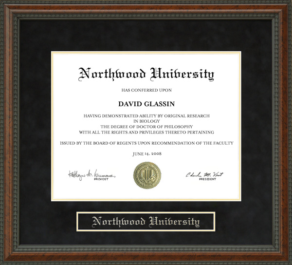 Northwood University Diploma Frame