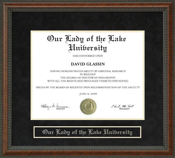 Our Lady of the Lake University (OLLU) Diploma Frame
