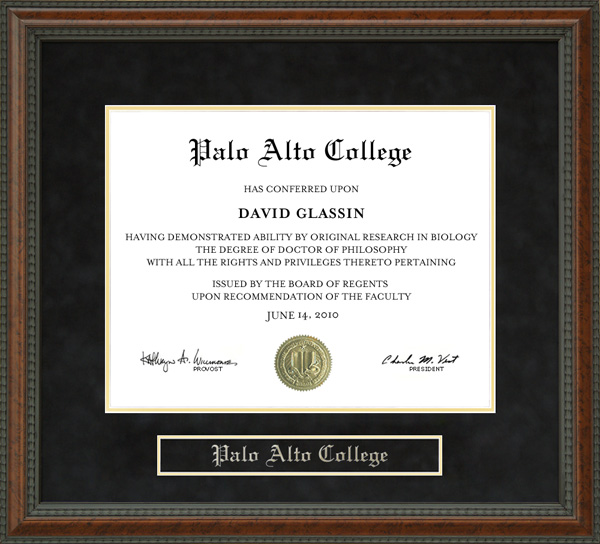 Palo Alto College Diploma Frame