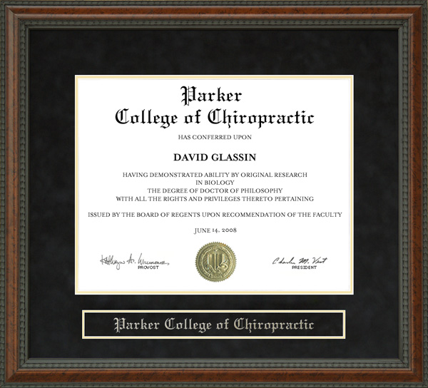 Parker College of Chiropractic Diploma Frame