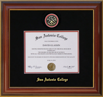 San Antonio College Diploma Frame with Embossed School Seal