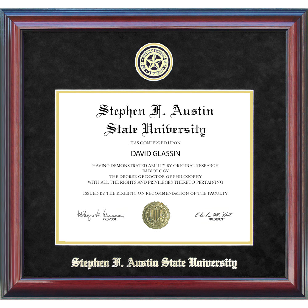 Stephen F. Austin Diploma Frame with Black Suede Mat
