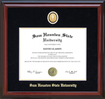 Sam Houston State University (SHSU) Graduation Diploma Frame with School Medallion