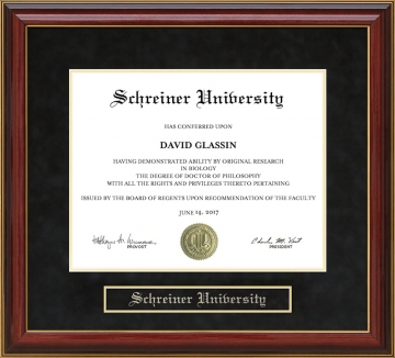 Schreiner University Mahogany Diploma Frame