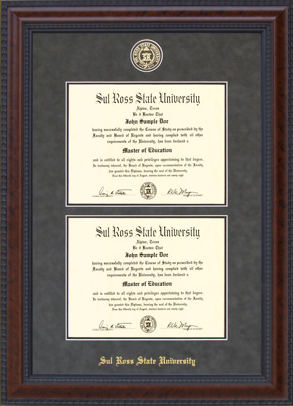 Sul Ross State University (SRSU) Double Diploma Frame with School Seal