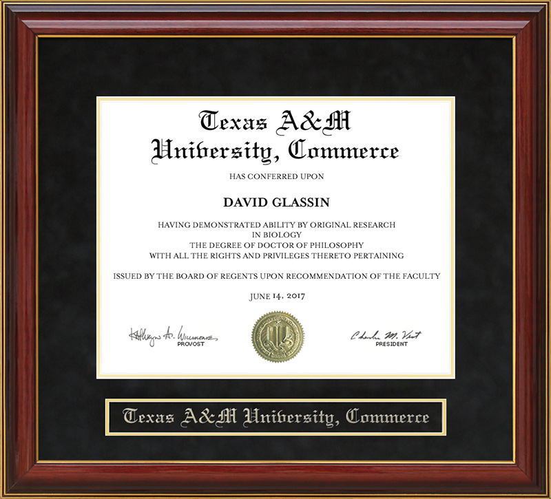 Texas A&M University-Commerce (TAMUC) Mahogany Diploma Frame