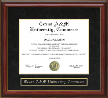 Texas A&M University-Commerce (TAMUC) Mahogany Diploma Frame