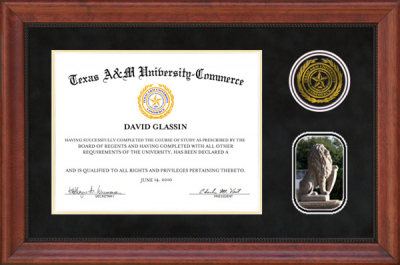 Texas A&M University-Commerce (TAMUC) Diploma Frame with Campus Photo