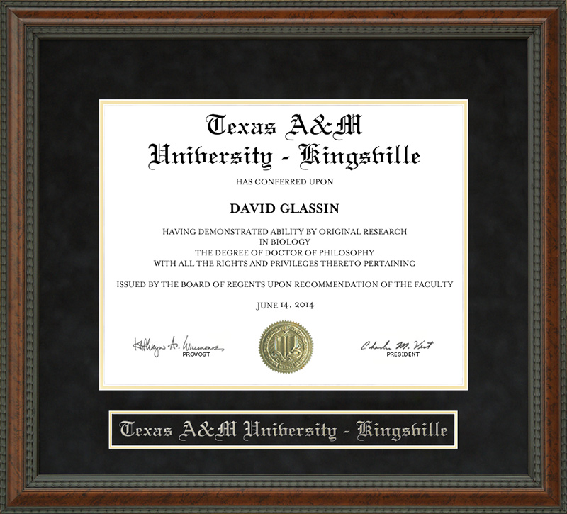 Texas A&M University-Kingsville (TAMUK) Diploma Frame