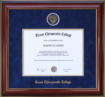Texas Chiropractic College Diploma Frame with Embossed School Seal