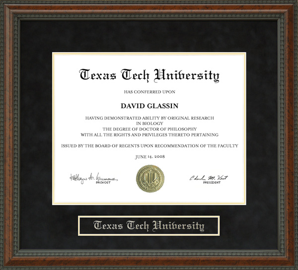 Texas Tech University Diploma Frame