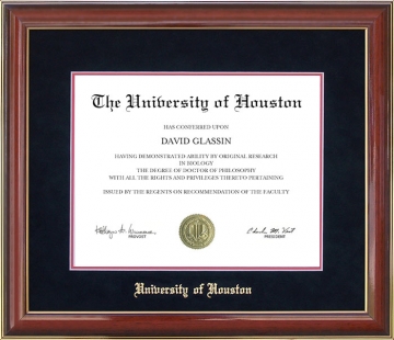 University of Houston (UH) Diploma Frame with Embossed UltraSuede Mat