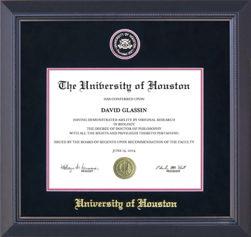 University of Houston (UH) Diploma Frame with Embossed School Seal