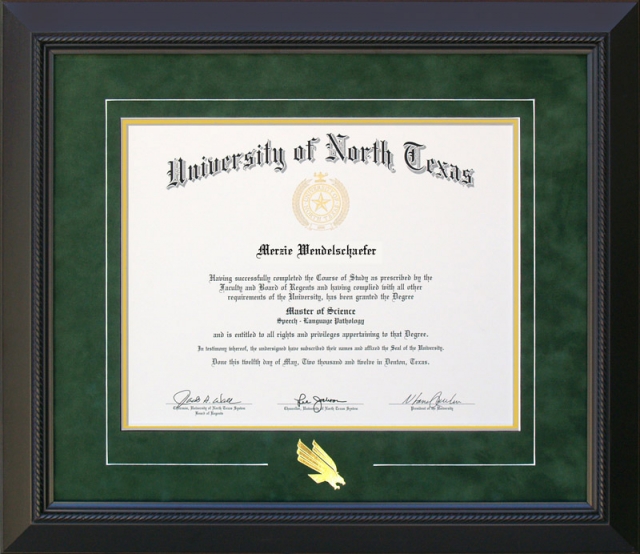 University of North Texas (UNT) Logo Diploma Frame by Wordyisms