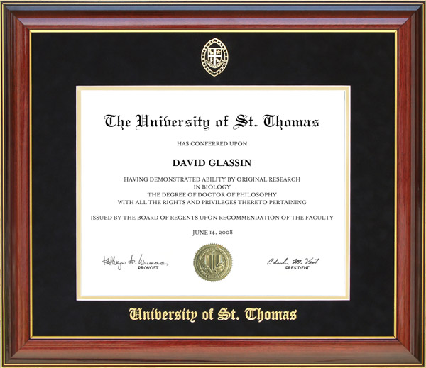 University of St. Thomas (UST) Diploma Frame with Embossed School Seal