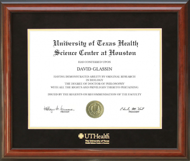 UT Health Science Center (UTHealth) Diploma Frame with Embossed School Logo