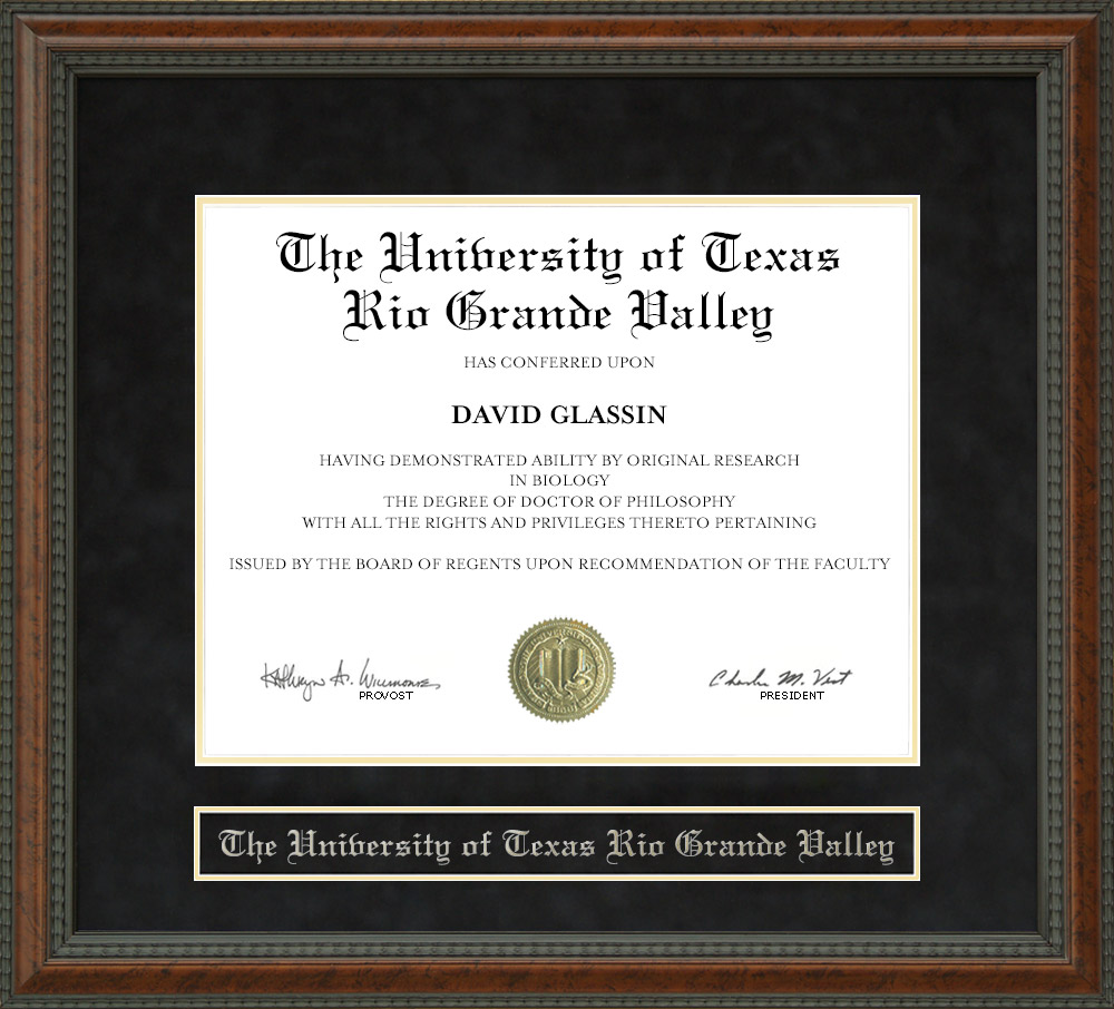 University of Texas Rio Grande Valley Diploma Frame