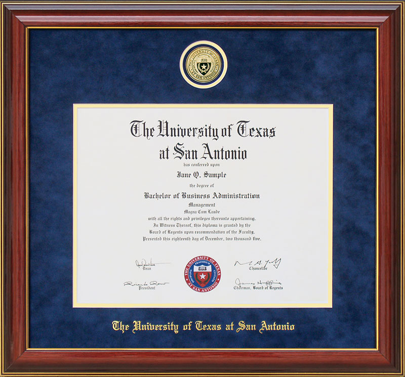 UT San Antonio (UTSA) Diploma Frame with School Medallion