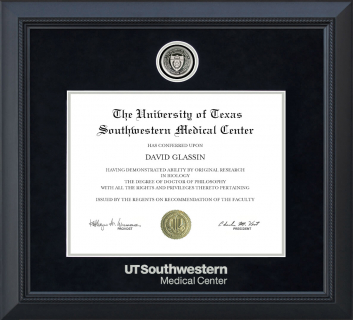 UT Southwestern Medical Center (UTSW) Diploma Frame with Silver School Medallion