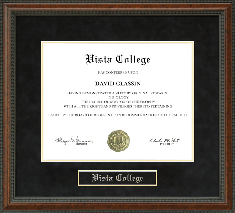 Vista College Diploma Frame