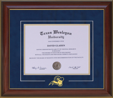 Texas Wesleyan University Classic Diploma Frame with Ram Logo