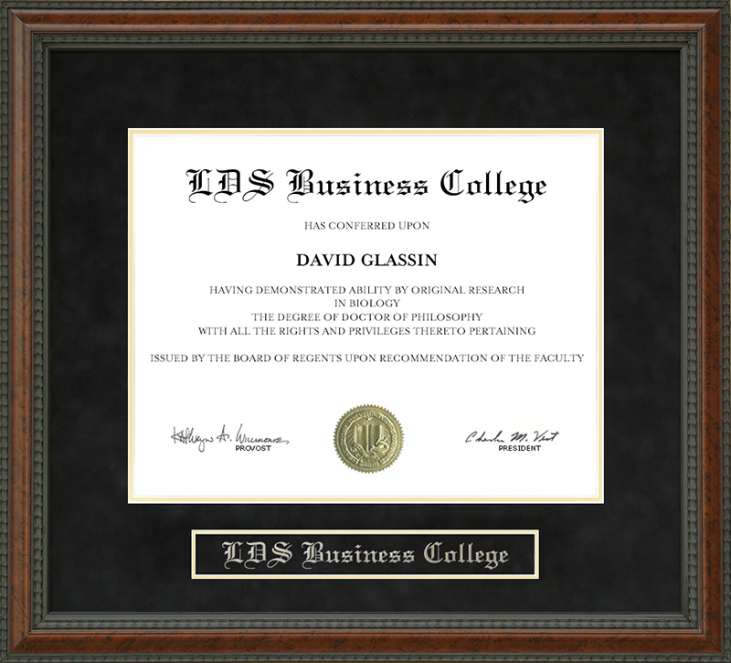LDS Business College Diploma Frame