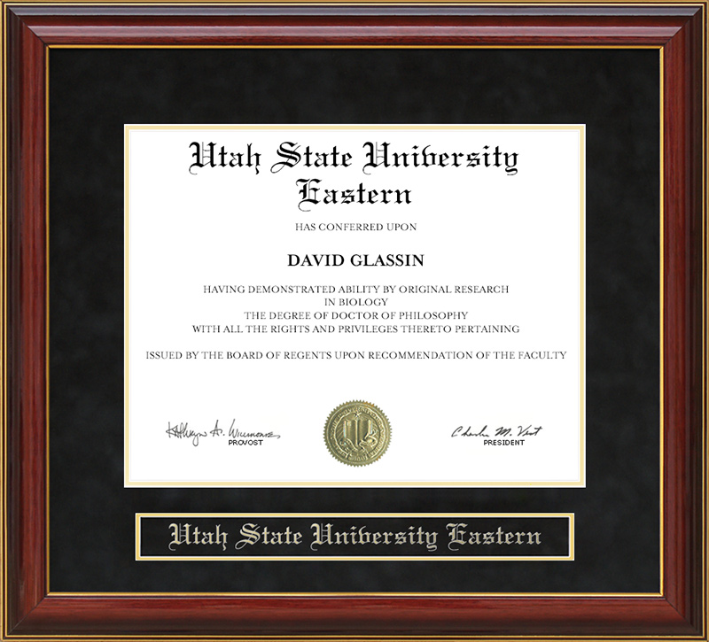 Utah State University Eastern (USU Eastern) Mahogany Diploma Frame