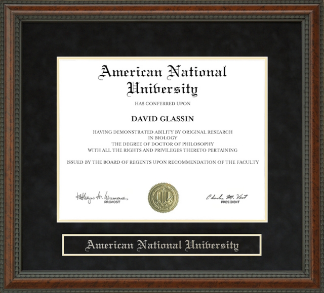 American National University Diploma Frame
