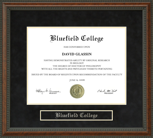 Bluefield College Diploma Frame