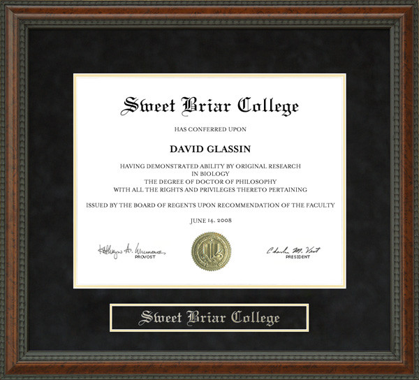 Sweet Briar College (SBC) Diploma Frame