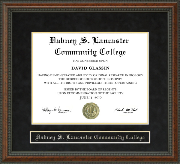 Dabney S. Lancaster Community College (DSLCC) Diploma Frame