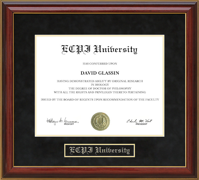 ECPI University Mahogany Diploma Frame