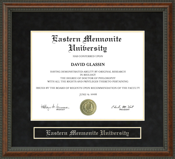 Eastern Mennonite University (EMU) Diploma Frame