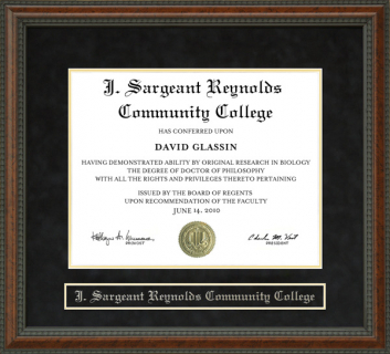 J. Sargeant Reynolds Community College Diploma Frame