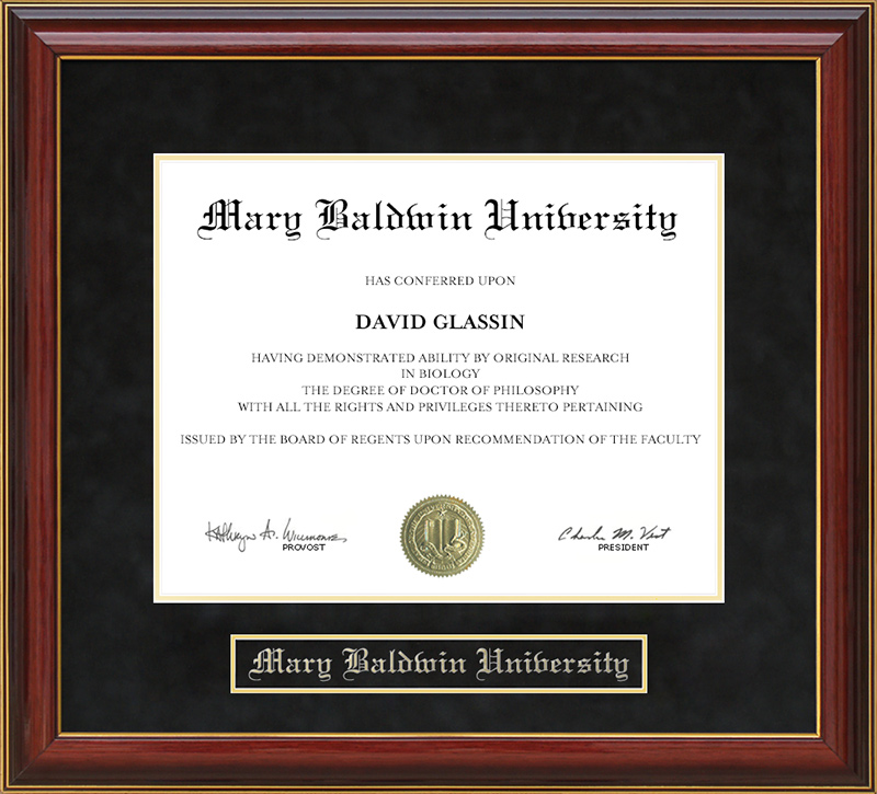 Mary Baldwin University Mahogany Diploma Frame