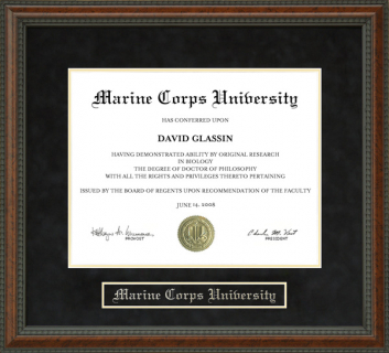 Marine Corps University (MCU) Diploma Frame