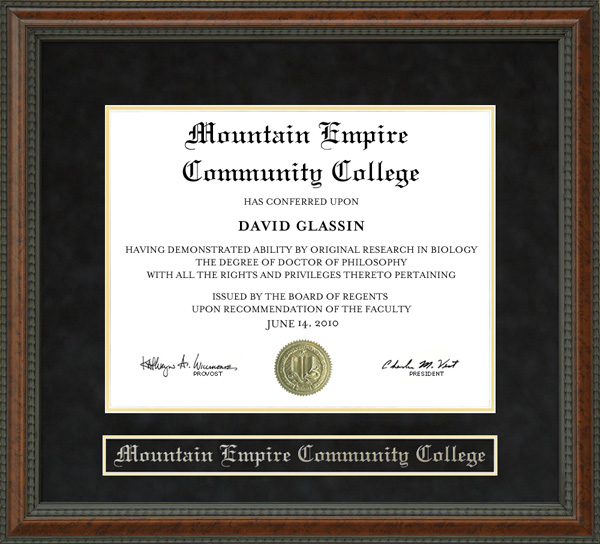 Mountain Empire Community College (MECC) Diploma Frame