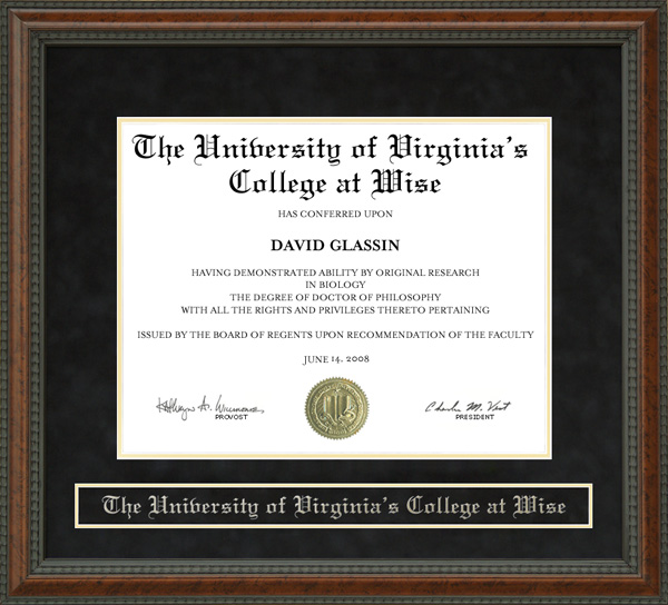 The University of Virginia's College at Wise (UVa-Wise) Diploma Frame