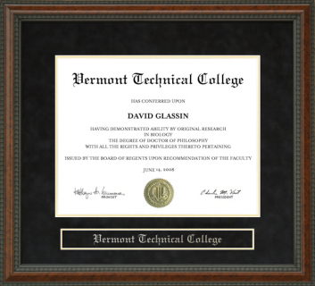 Vermont Technical College (VTC) Diploma Frame