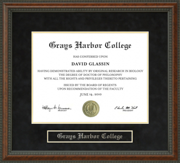 Grays Harbor College (GHC) Diploma Frame