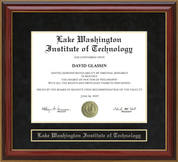 Lake Washington Institute of Technology (LWIT) Mahogany Diploma Frame