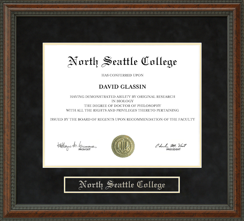 North Seattle College Diploma Frame
