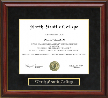 North Seattle College Mahogany Diploma Frame