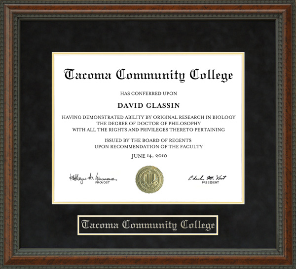Tacoma Community College Diploma Frame