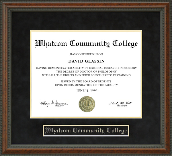 Whatcom Community College Diploma Frame