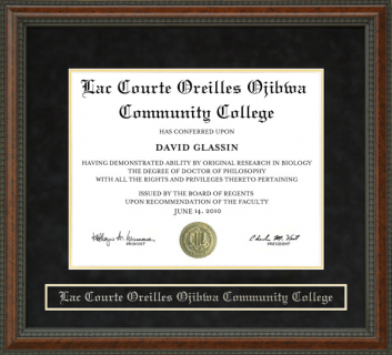 Lac Courte Oreilles Ojibwa Community College (LCOOCC) Diploma Frame