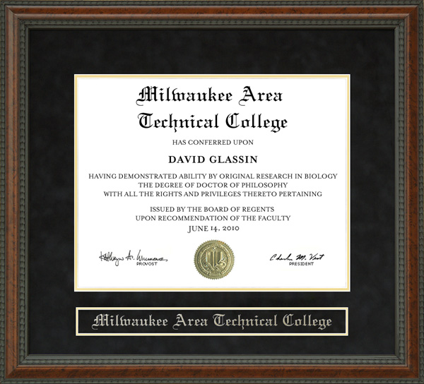 Milwaukee Area Technical College (MATC) Diploma Frame